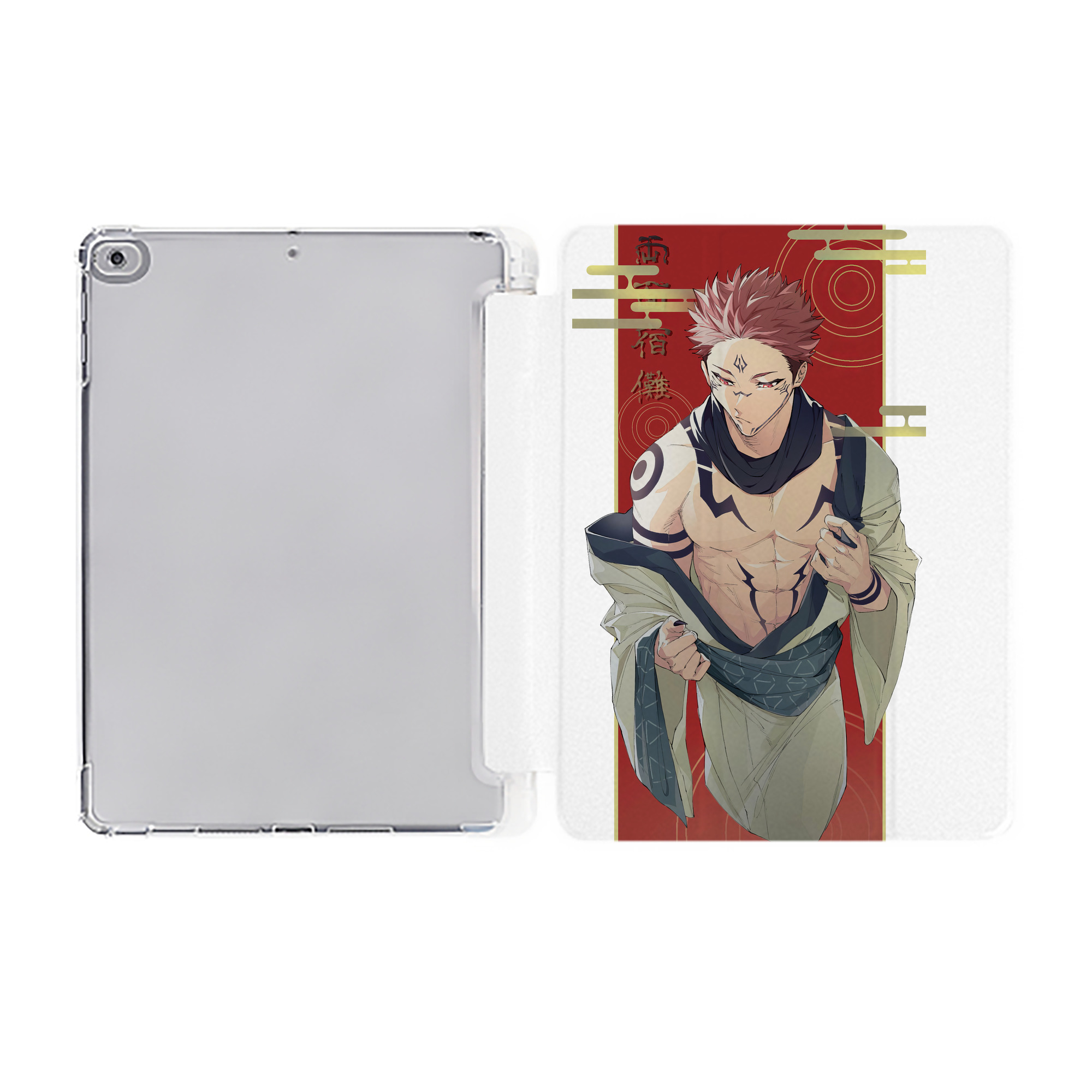 （画像用） 呪術廻戦 Jujutsu Kaisen IPad ケース ペン収納付き 三つ折りスタンド PUレザー×シリコン 対応機種9.5/10.5/10.9インチ
